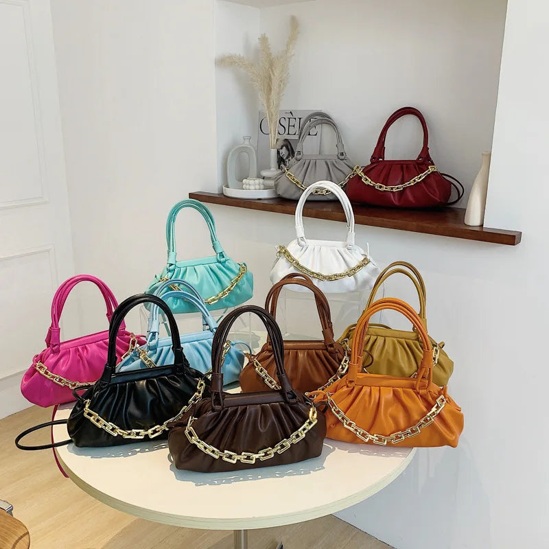 Small Handbag Woman PU Leather Shoulder Bag Solid Crossbody Bags