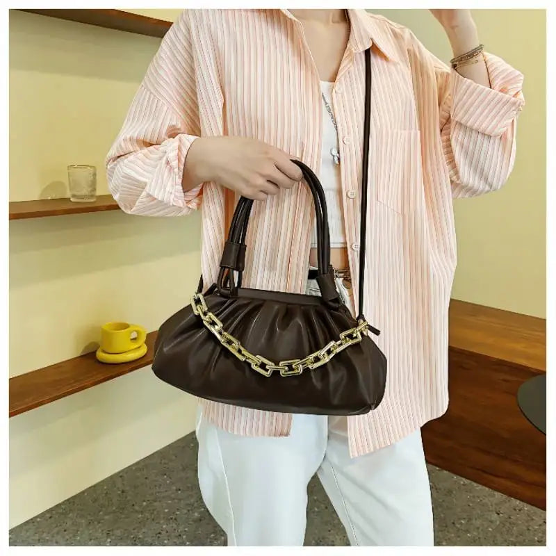 Small Handbag Woman PU Leather Shoulder Bag Solid Crossbody Bags