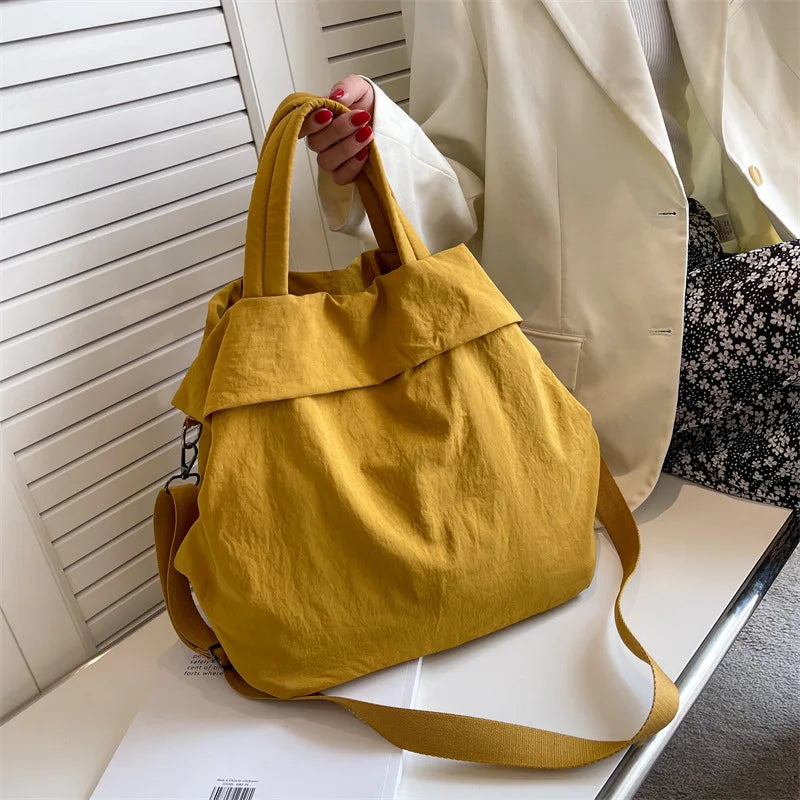 Canvas Women Shoulder Bag Large Capacity Handbag Solid Tote Bag