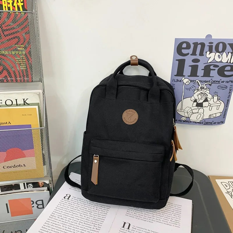 Canvas School Backpack for Students Female
