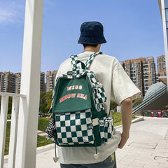 CGCBAG Checkerboard Large Capacity Backpacks Waterproof Nylon