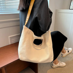 Canvas Tote Bag For Women Large Capacity Solid Beach Shoulder Handbags
