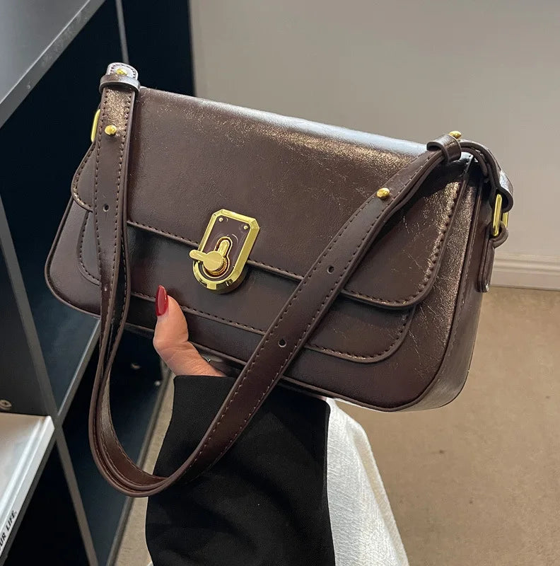 CGCBAG Vintage Square Women Shoulder Bag High PU Leather Messenger Bag
