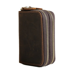 Vintage Leather Key Case Wallet with 6 Key Holder