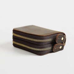 Vintage Leather Key Case Wallet with 6 Key Holder