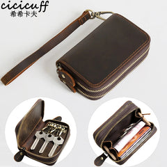 Vintage Leather Key Case Wallet with 6 Key Holder