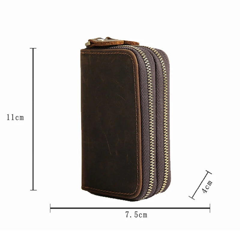 Vintage Leather Key Case Wallet with 6 Key Holder