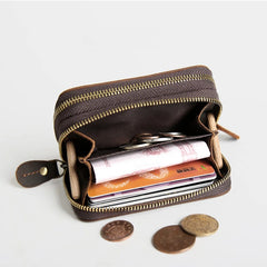 Vintage Leather Key Case Wallet with 6 Key Holder