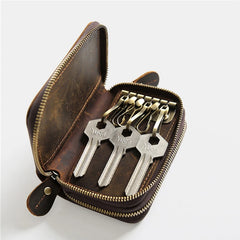 Vintage Leather Key Case Wallet with 6 Key Holder