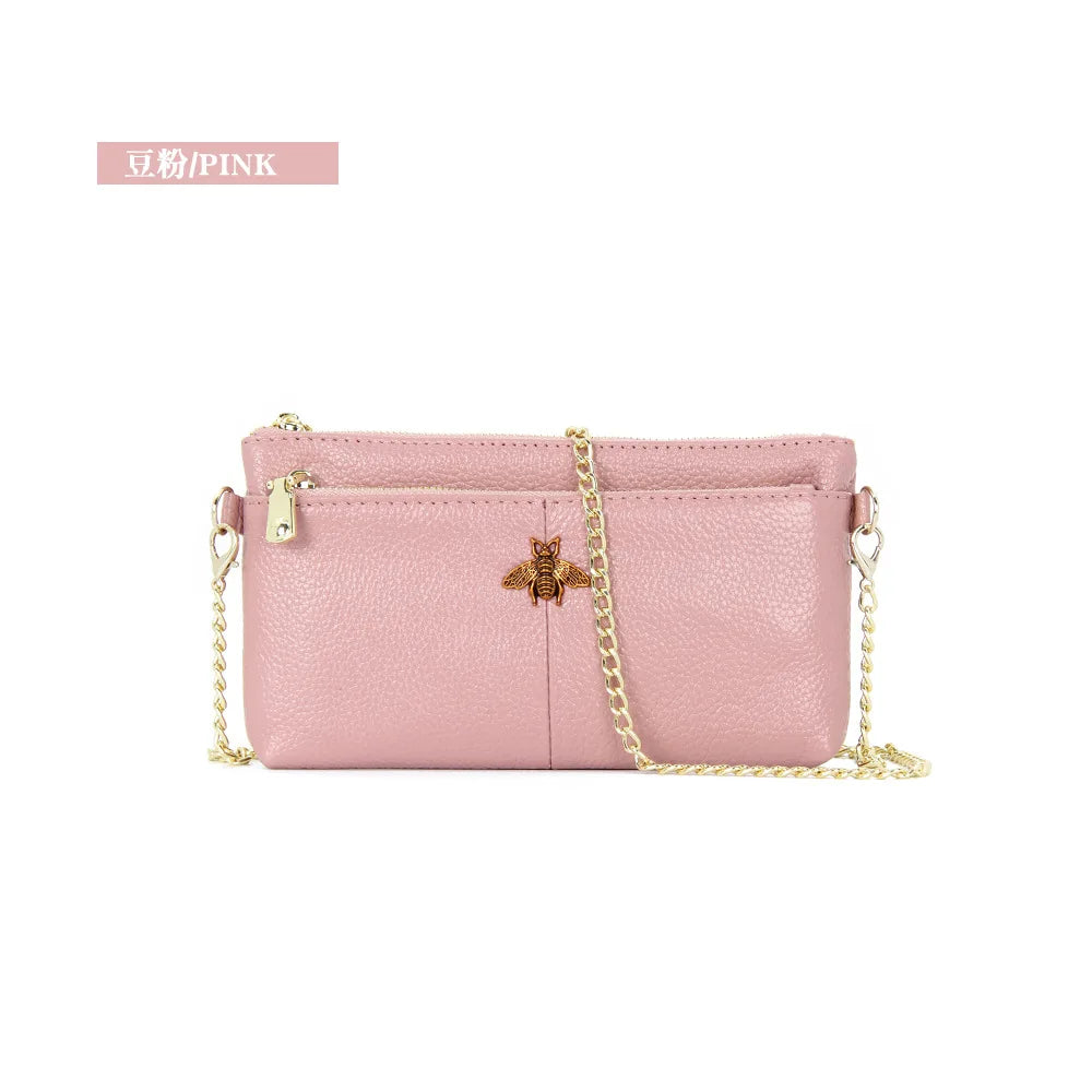 Retro Cowhide Messenger Bag Hand Bag Women Small Chain Cross Body Bags