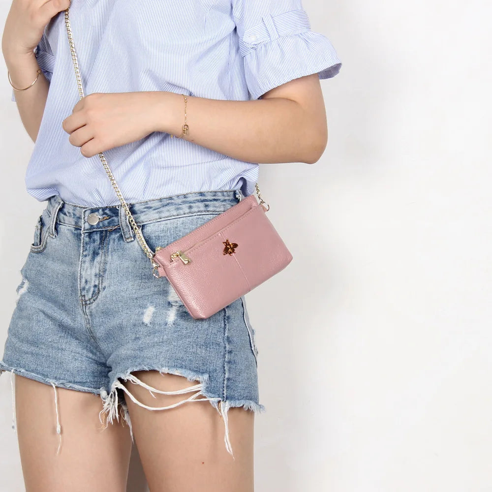 Retro Cowhide Messenger Bag Hand Bag Women Small Chain Cross Body Bags