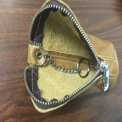 Cow Leather Key Bag Zipper Keychain Holder