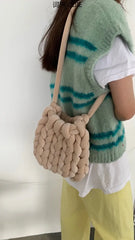 Velvet Knitting Women's Bag Autumn Winter Hand Woven Bag