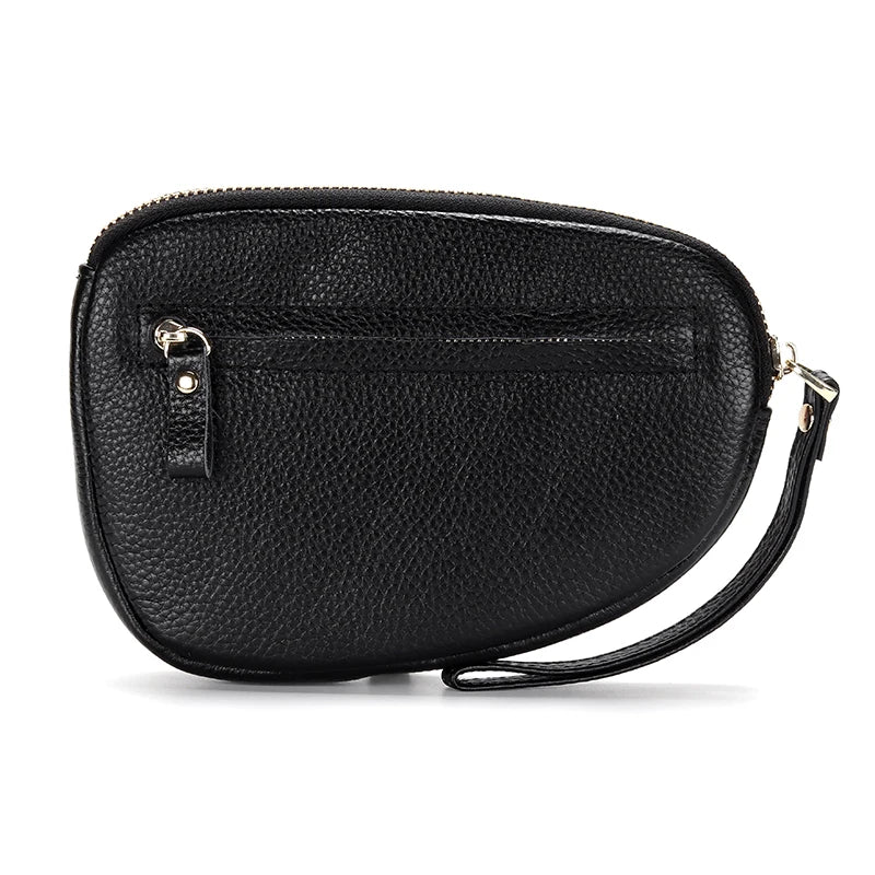 Cowhide Women Clutch Wallet Patchwork Hit Girl Zipper Purse