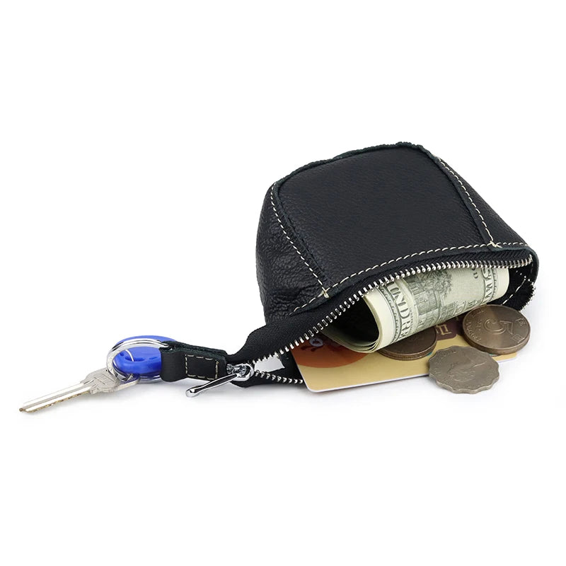 Leather Zipper Purse for Women