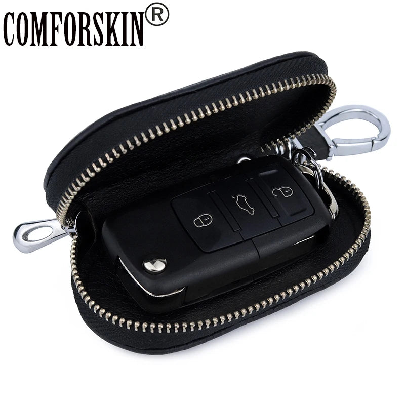 Cowhide Key Case For Cars Litchi Pattern Key Wallets