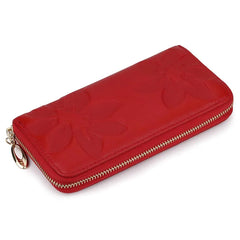 Emb Flower Women Wallets Euro/Amer Ladies Zipper Purse w/ Cell Phone Pocket