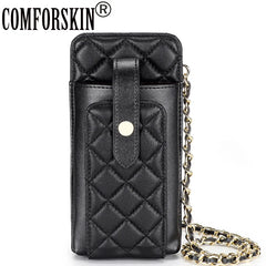 Sheepskin Women Phone Bag Leather Small Messenger Bags