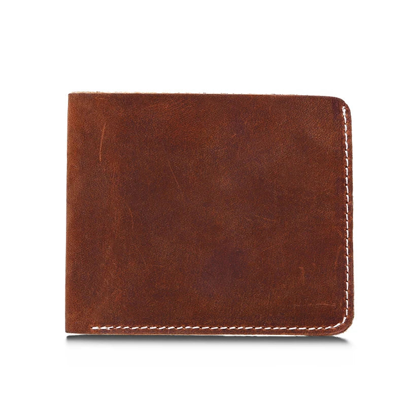 Vintage Men Wallet Cowhide Crazy Horse Leather Carteira Masculina