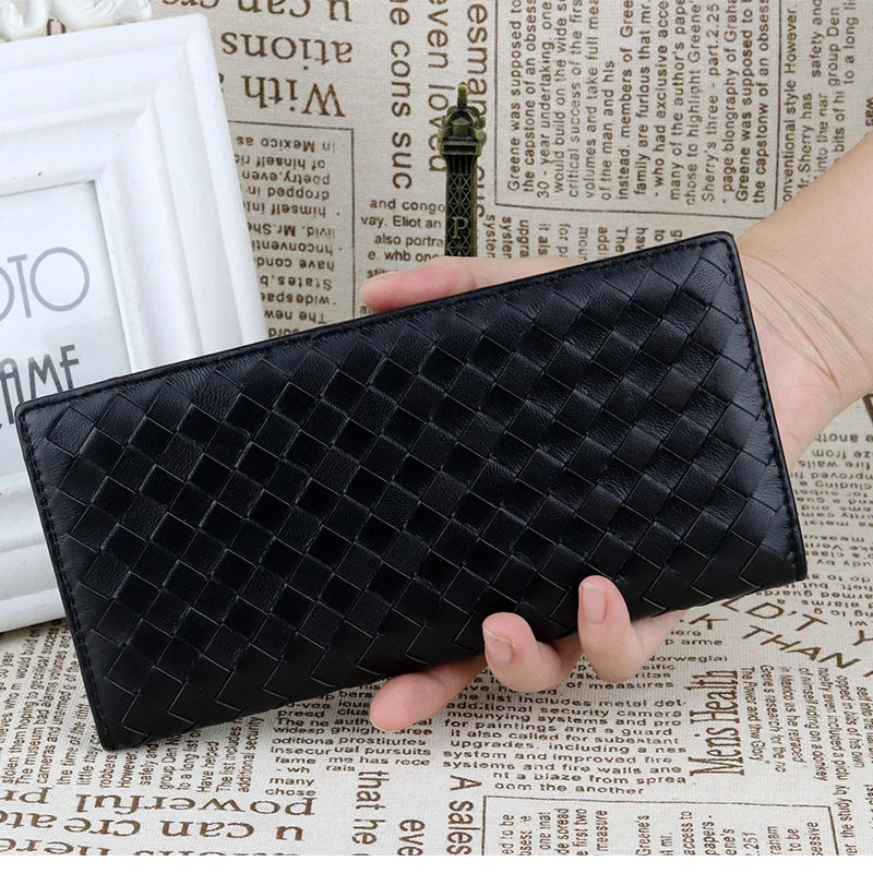 Premium 100% Sheep Skin Knitting Slim Men Wallets Purses