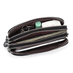 Women Leather Wallet Three Zipper Purses For Ladies Large Capacity