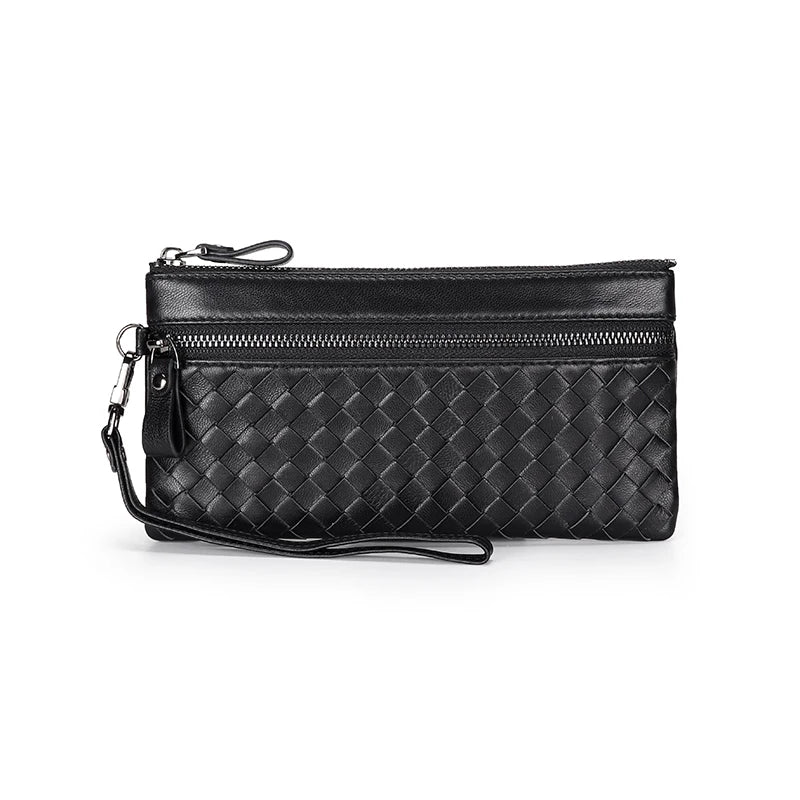 COMFROSKIN Sheepskin Men Clutch Wallets Hand-made Knitting Style Women Wallet