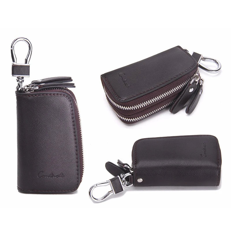 Classic Double Zip Men's Car Key Holder High Class Motor Key Case