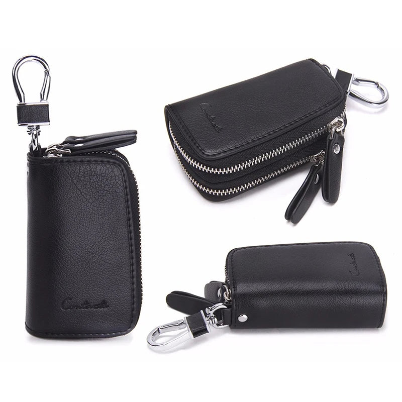 Classic Double Zip Men's Car Key Holder High Class Motor Key Case