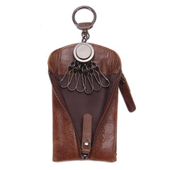CONTACT'S Leather Men Key Wallet Vintage Keychain Cover Zipper Key Pouch Bag