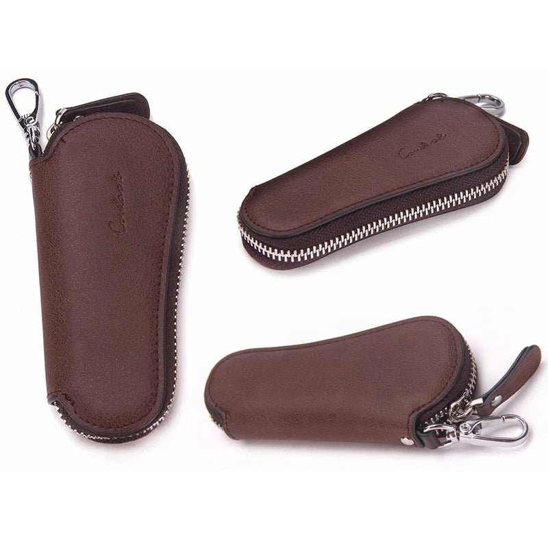 Men Women Leather Key Wallet Holder Zipper Key Case
