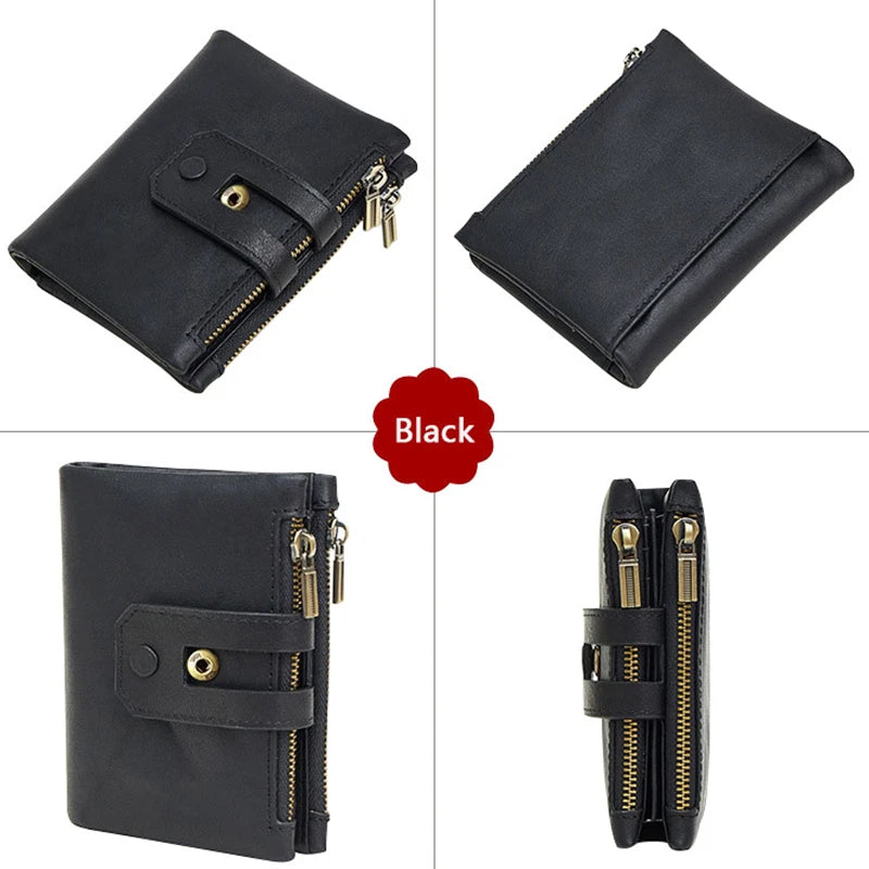 Men Wallet Cow Leather Wallet Big Capacity Short Men Purse