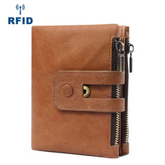 Men Wallet Cow Leather Wallet Big Capacity Short Men Purse