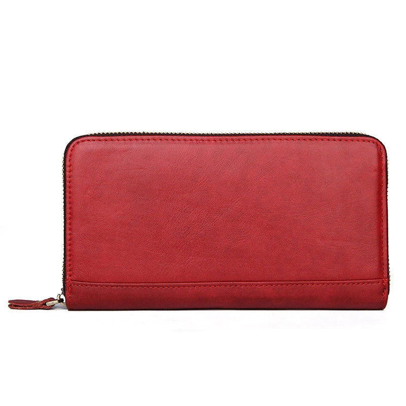 Cowhide Long Wallet Unisex Vintage Wallets