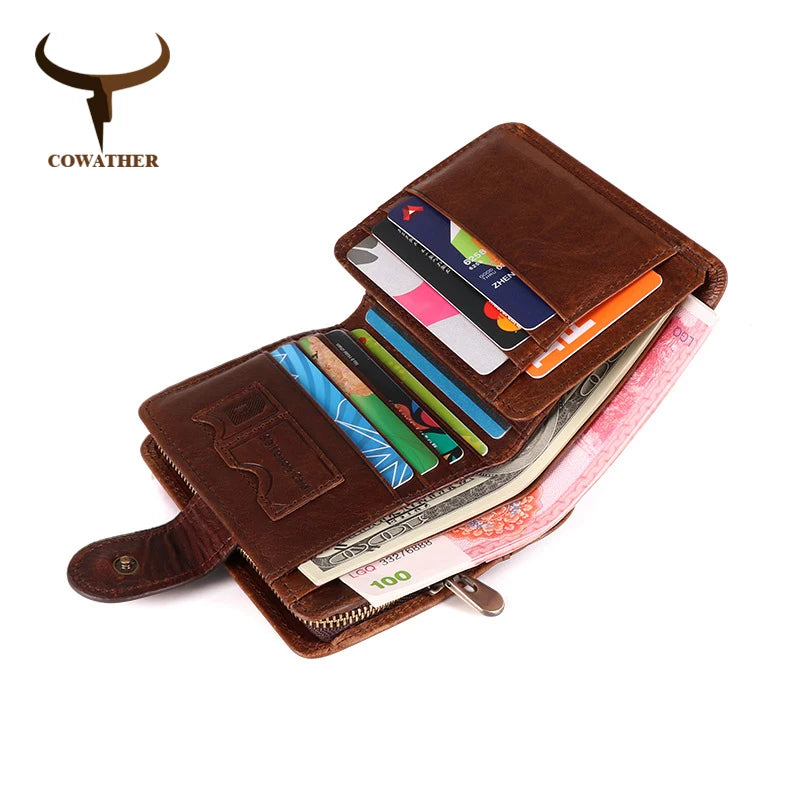 Genuine Leather Men's Short Wallet
