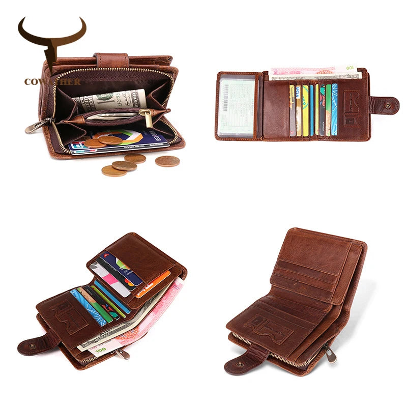 Genuine Leather Men's Short Wallet