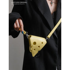 COY UUSTUDIO Mini Hole Cheese Triangle Lipstick Headsets Cross Body Bag