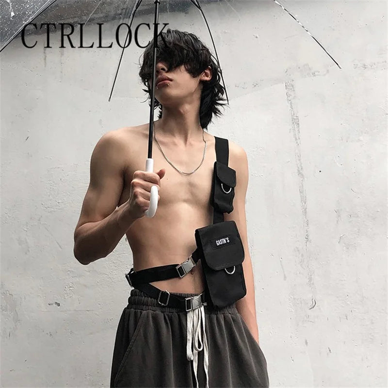 Techwear Letters Label Adjustable Waist Bag