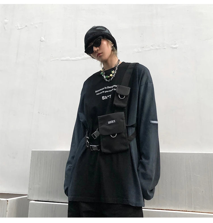 Techwear Letters Label Adjustable Waist Bag