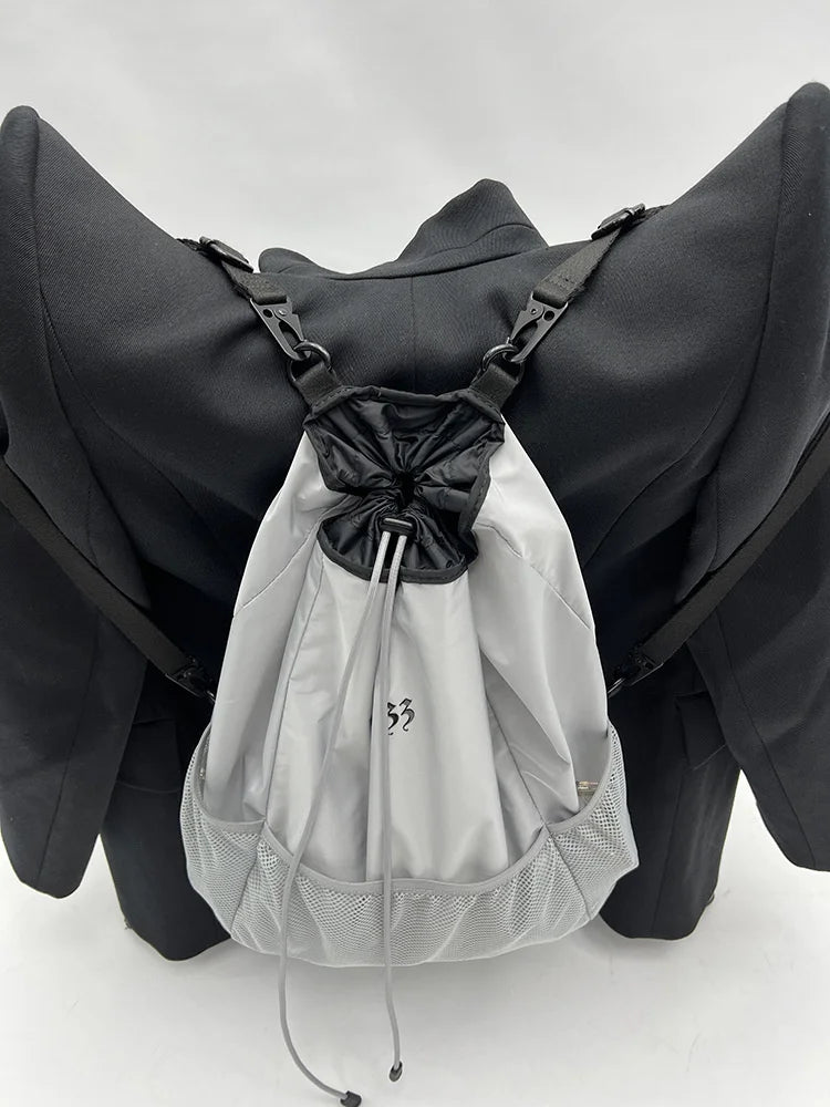 CTRLLOCK Techwear Gray Nylon Backpack Mesh Women Schoolbag