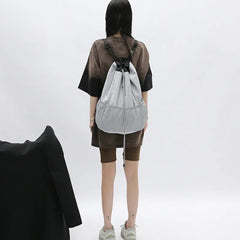 CTRLLOCK Techwear Gray Nylon Backpack Mesh Women Schoolbag