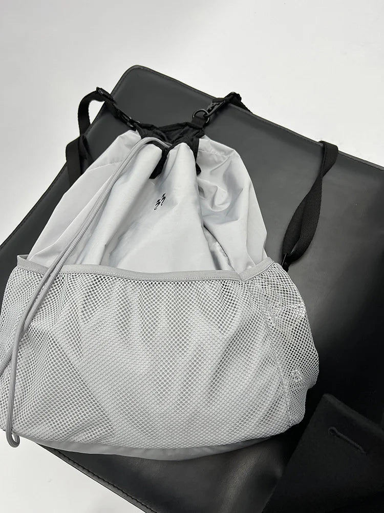 CTRLLOCK Techwear Gray Nylon Backpack Mesh Women Schoolbag