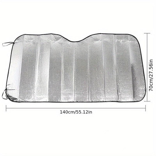 Universal Front Sunshade for Cars with Silver Windshield, Thermal Insulation