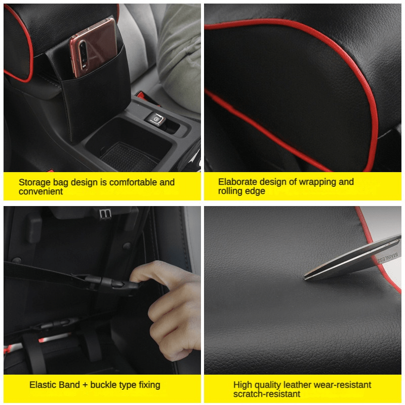 Car Armrest Box Memory Foam Cushion Leather Side Pocket