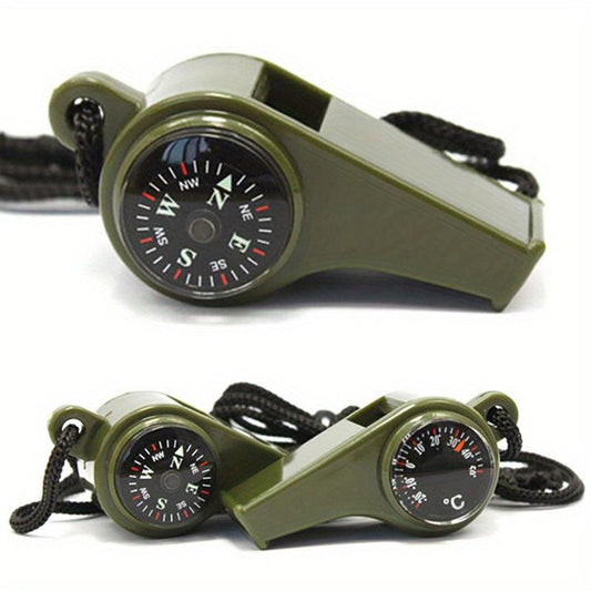 Outdoor Whistle Compass Thermometer 7.62 cm Camping Hiking Accessory