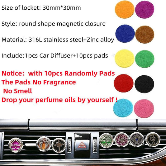 Aromatherapy Locket Car Diffuser Air Freshener with 10pcs Pads