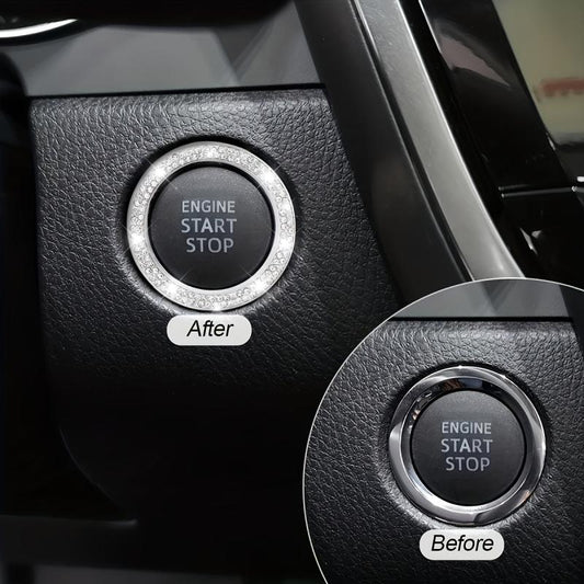 Car Bling Crystal Rhinestone Engine Start Ring Decals