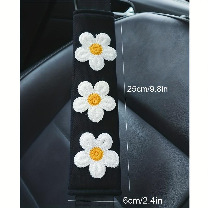 1pc Ice Silk Flower Shoulder Protector Cartoon Car Seat Belt Shoulder Protector
