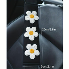 1pc Ice Silk Flower Shoulder Protector Cartoon Car Seat Belt Shoulder Protector