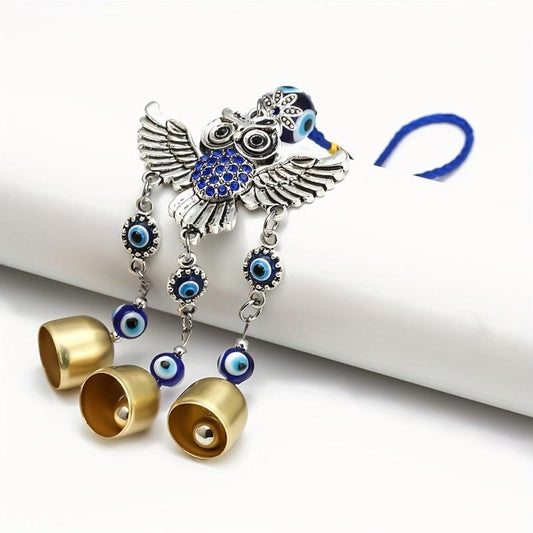 Vintage Evil Eye Car Charm Wall Decor Retro Wind Chimes Owl Wind Bells