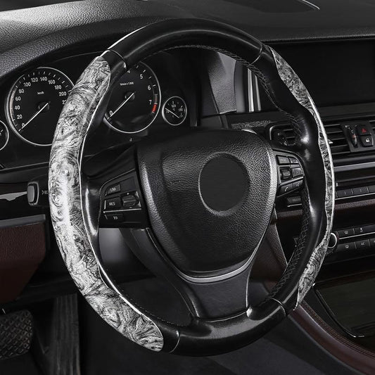 Wood Grain Carbon Fiber Steering Wheel Cover Non-Slip Protector